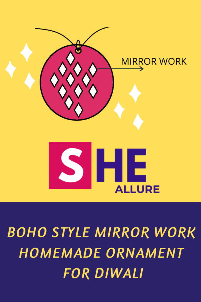 Boho Style Mirror Work Homemade Wooden Jewellery Ornaments for Diwali